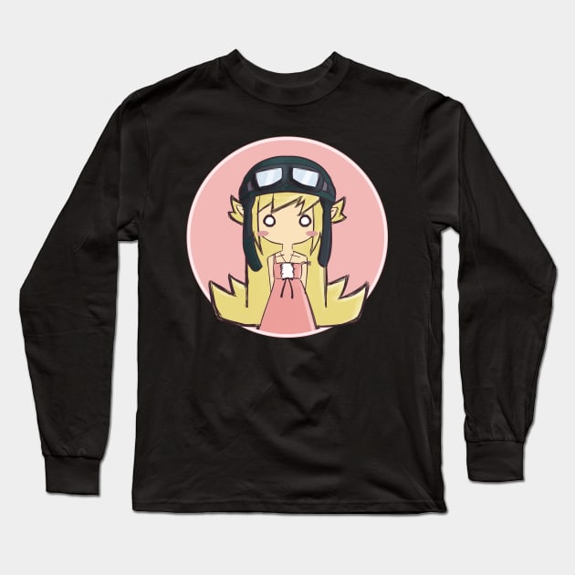 Oshino Shinobu (Monogatari Series) "Pilot Hat" Long Sleeve T-Shirt by Kamishirts